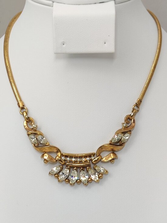 Trifari Jewelry - Vintage 50s Signed Crown Trifari PAT PEND A Philippe Book Piece Coronet Necklace